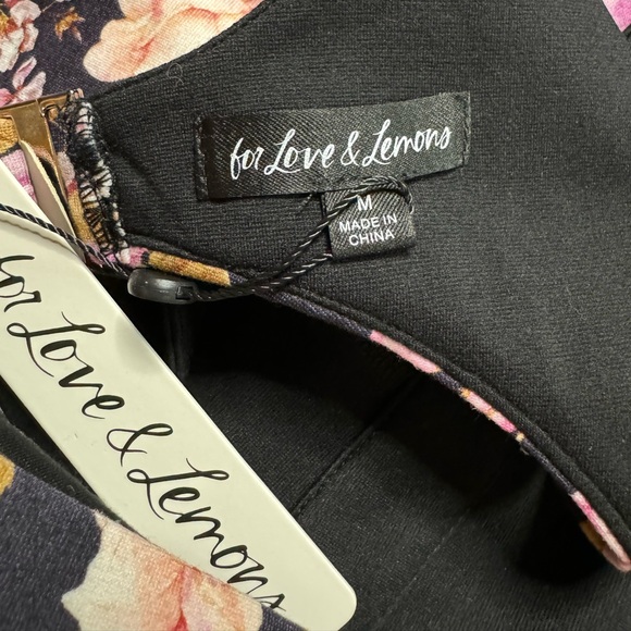NEW FOR LOVE & LEMONS Black Pink Roses Mini Tennis Dress M - Picture 8 of 8